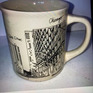 Chicago Skyline Ceramic Mug Cream with Pencil Sketch Sears Tower State Street
